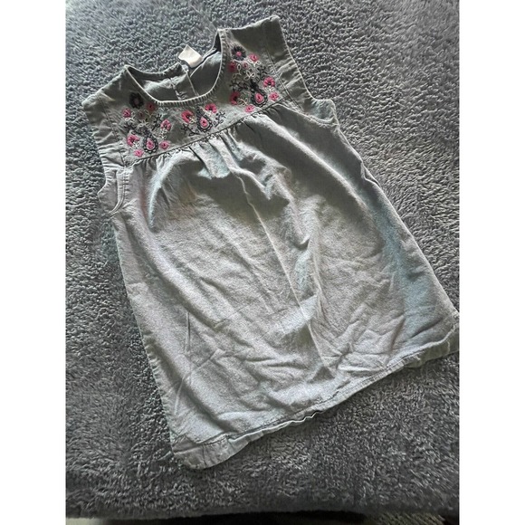 Carters Girls Sz 8‎ EMBROIDERED Floral Summer DRESS Chambray - Picture 1 of 5